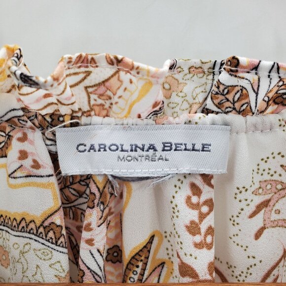 Carolina Belle Womens Sleeveless Paisley Print Ruffle Blouse 2X Keyhole Neck - Picture 8 of 12